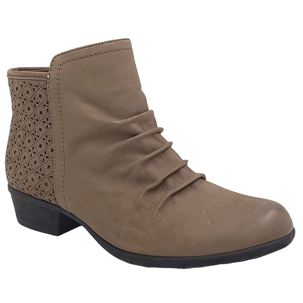 Rockport Women Carly Ruched Ankle Booties Size US 5M Stone Grey Leather